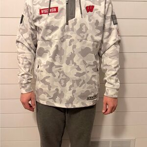 Wisconsin Operation Hat Trick Gray and White Men's Pullover